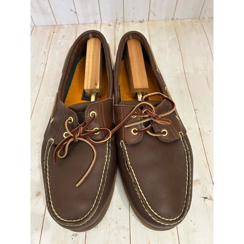 Timberland  Classic  Men's Size 15M Brown All Leather 2 Eye Boat Shoes 5880143